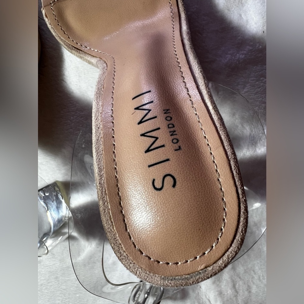 simmi London heels clear heel  snake Vera! Size 5 color nude suede clear - Picture 7 of 14